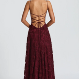 Strapless Maxi Jurk met Kant en Open Rug