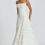 Strapless Maxi Jurk met Kant en Open Rug