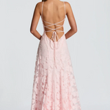 Strapless Maxi Jurk met Kant en Open Rug