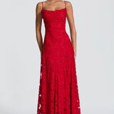 Strapless Maxi Jurk met Kant en Open Rug