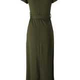 Midi Jurk met Gedrapeerde Taille en Split