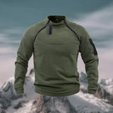 Fleece trui voor heren met halve rits en hoge kraag