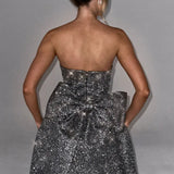 Straploze Mini Jurk met Glitterafwerking