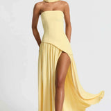 Straploze Maxi Jurk met Hoge Split