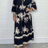 Maxi Jurk met Botanische Print en V-Hals