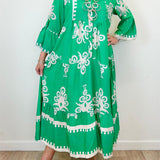 Maxi Jurk met Botanische Print en V-Hals