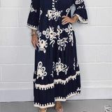Maxi Jurk met Botanische Print en V-Hals