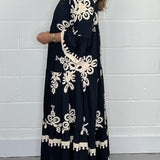 Maxi Jurk met Botanische Print en V-Hals