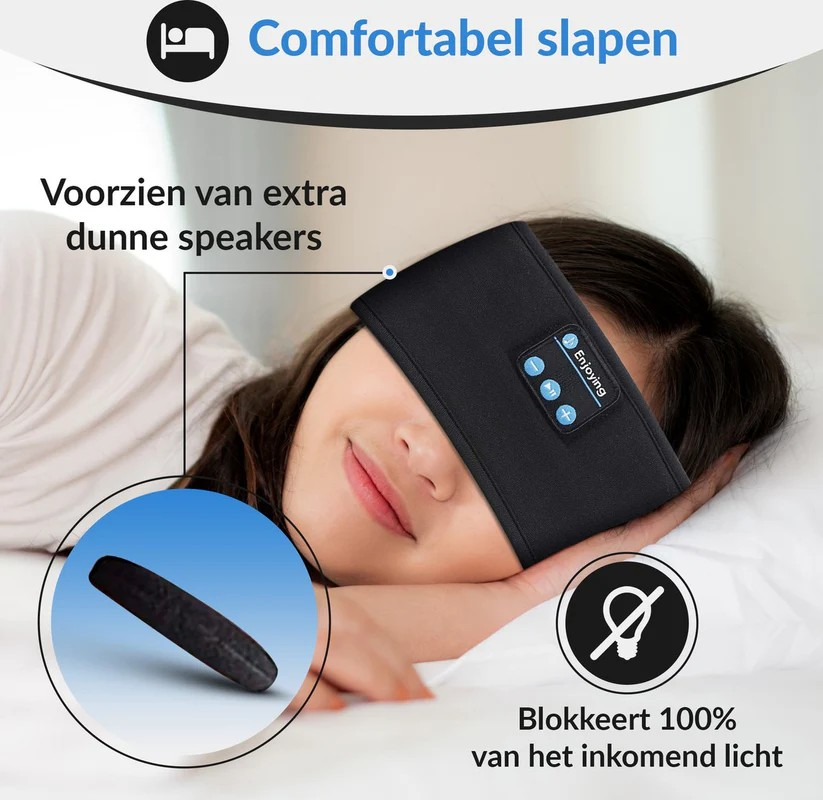 Fone Bluetooth hoofdband – draadloze sport- en slaaphoofdband met ingebouwde speakers en oogmasker voor ultiem comfort en ontspanning.