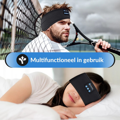 Fone Bluetooth hoofdband – draadloze sport- en slaaphoofdband met ingebouwde speakers en oogmasker voor ultiem comfort en ontspanning.