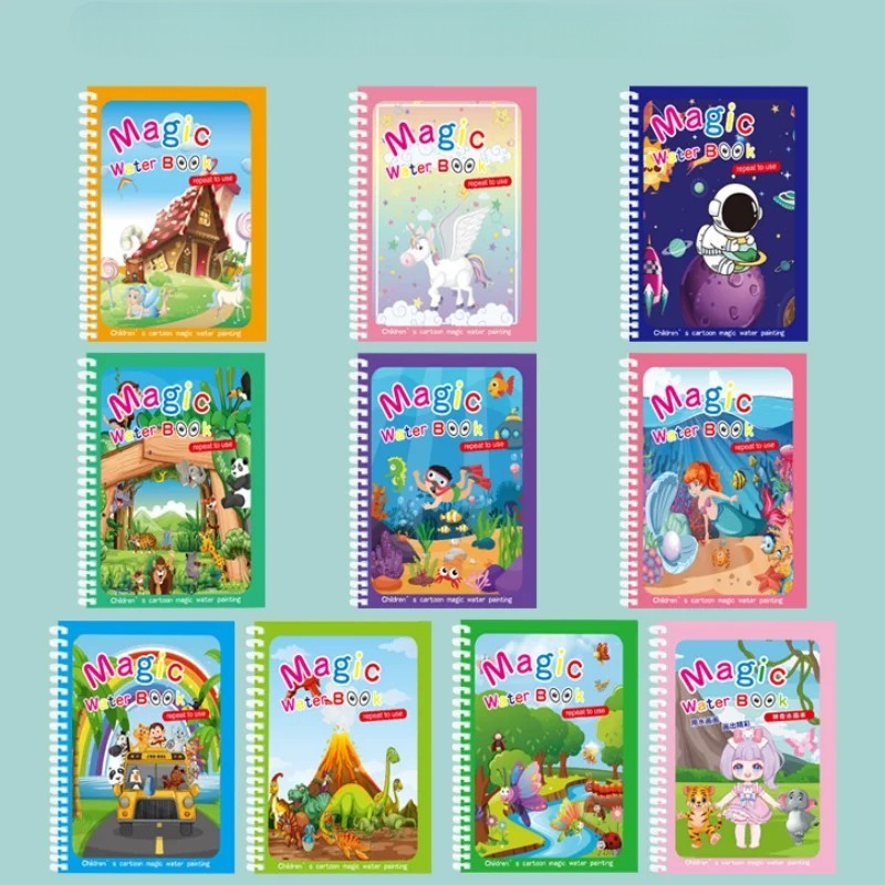 Magisch watertekenboek – herbruikbaar Montessori kleurboek voor eindeloos tekenplezier. Ideaal voor de creatieve ontwikkeling van je kind, zonder rommel.