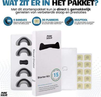 Magnetische neusstrips tegen snurken – Bevordert een open neusademhaling, vermindert snurkgeluiden en ondersteunt sportprestaties. Ideaal voor een rustige nacht en optimale zuurstofopname tijdens het sporten. Comfortabel, huidvriendelijk en effectief voor betere slaap en ademhaling.