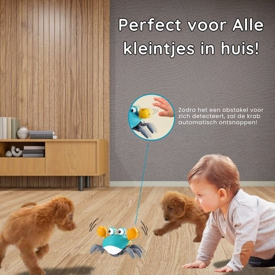 Dansende krab – Montessori interactief kruipend baby speelgoed dat de motorische vaardigheden en zintuiglijke ontwikkeling bevordert, met vrolijke bewegingen en geluiden.