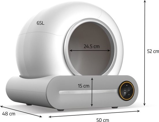 Tonepie 65L slimme kattenbak – automatisch, zelfreinigend systeem voor gemak en hygiëne. Houdt de kattenbak schoon zonder gedoe.