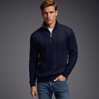 Herenpullover met rits – comfortabele en stijlvolle pullover van hoogwaardige stof. Perfect voor laagjes, met een praktische rits en moderne pasvorm voor elke gelegenheid.