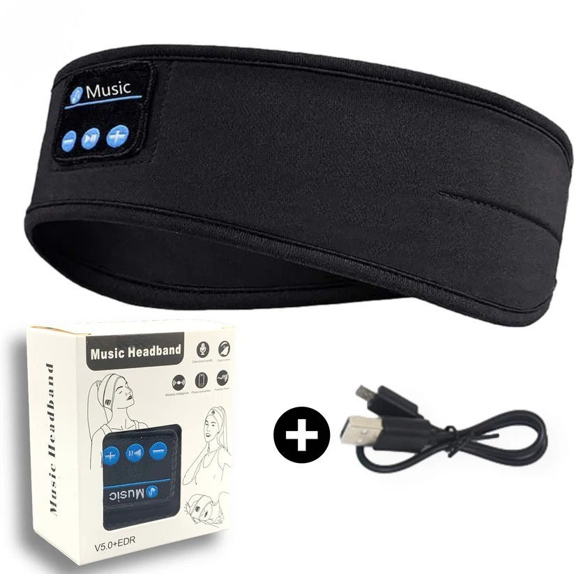 Fone Bluetooth hoofdband – draadloze sport- en slaaphoofdband met ingebouwde speakers en oogmasker voor ultiem comfort en ontspanning.