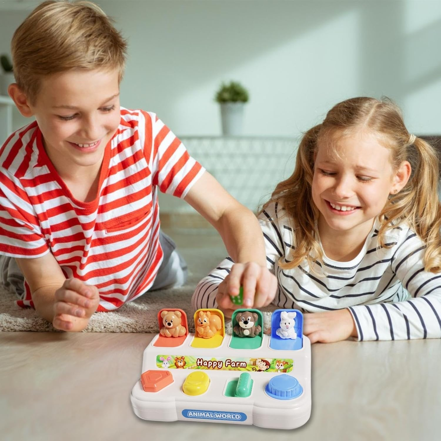 Interactief pop-up dieren sorteren – Montessori dierenactiviteitenspeelgoed dat de cognitieve en motorische vaardigheden van je kind bevordert. Leuk en leerzaam spelen met kleurrijke dierenfiguren.