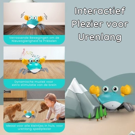 Dansende krab – Montessori interactief kruipend baby speelgoed dat de motorische vaardigheden en zintuiglijke ontwikkeling bevordert, met vrolijke bewegingen en geluiden.