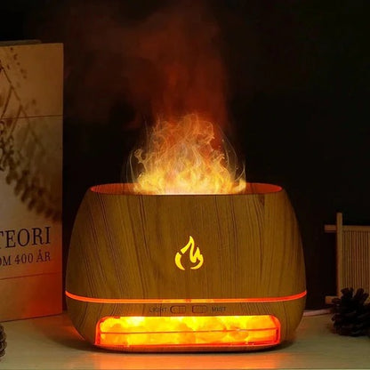 Himalaya kristalzoutsteen luchtbevochtiger – 3D vlam vuureffect, kleurrijk nachtlampje en aromatherapie diffuser voor een rustgevende sfeer.