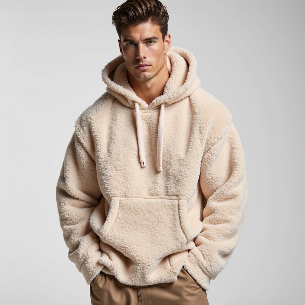 Fleece hoodie – vintage stijl met zachte, warme stof en comfortabele pasvorm voor een trendy en casual look.
