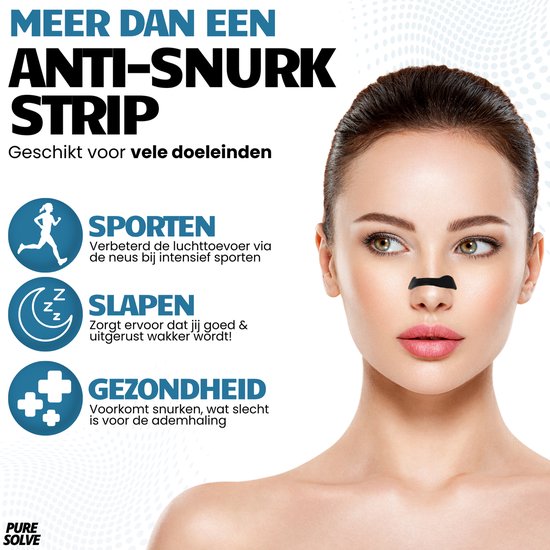 Magnetische neusstrips tegen snurken – Bevordert een open neusademhaling, vermindert snurkgeluiden en ondersteunt sportprestaties. Ideaal voor een rustige nacht en optimale zuurstofopname tijdens het sporten. Comfortabel, huidvriendelijk en effectief voor betere slaap en ademhaling.