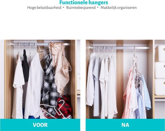 Set van 5 stevige en duurzame kunststof kledinghangers in multicolor – ideaal voor het netjes ophangen van kleding zonder vervorming.