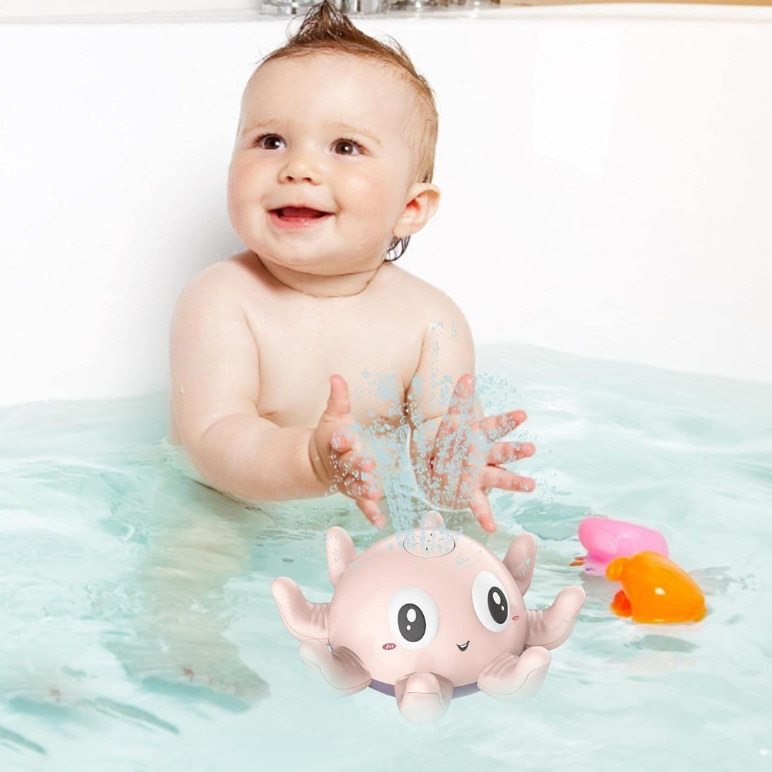 Babybadspeelgoed – elektrische octopus sproeier met muziek en LED licht voor vrolijk badplezier. Stimuleert zintuigen en maakt het baden nog leuker!