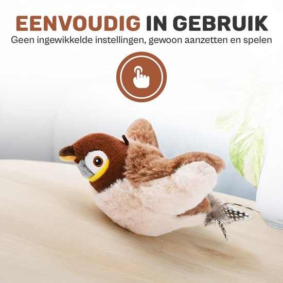 Interactief kattenspeelgoed – oplaadbare vliegende vogel met tjilpende geluiden, perfect voor het stimuleren van de jachtinstincten van je kat.