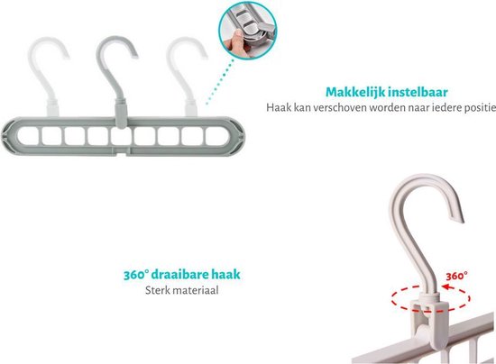 Set van 5 stevige en duurzame kunststof kledinghangers in multicolor – ideaal voor het netjes ophangen van kleding zonder vervorming.
