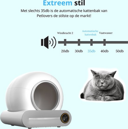 Tonepie 65L slimme kattenbak – automatisch, zelfreinigend systeem voor gemak en hygiëne. Houdt de kattenbak schoon zonder gedoe.