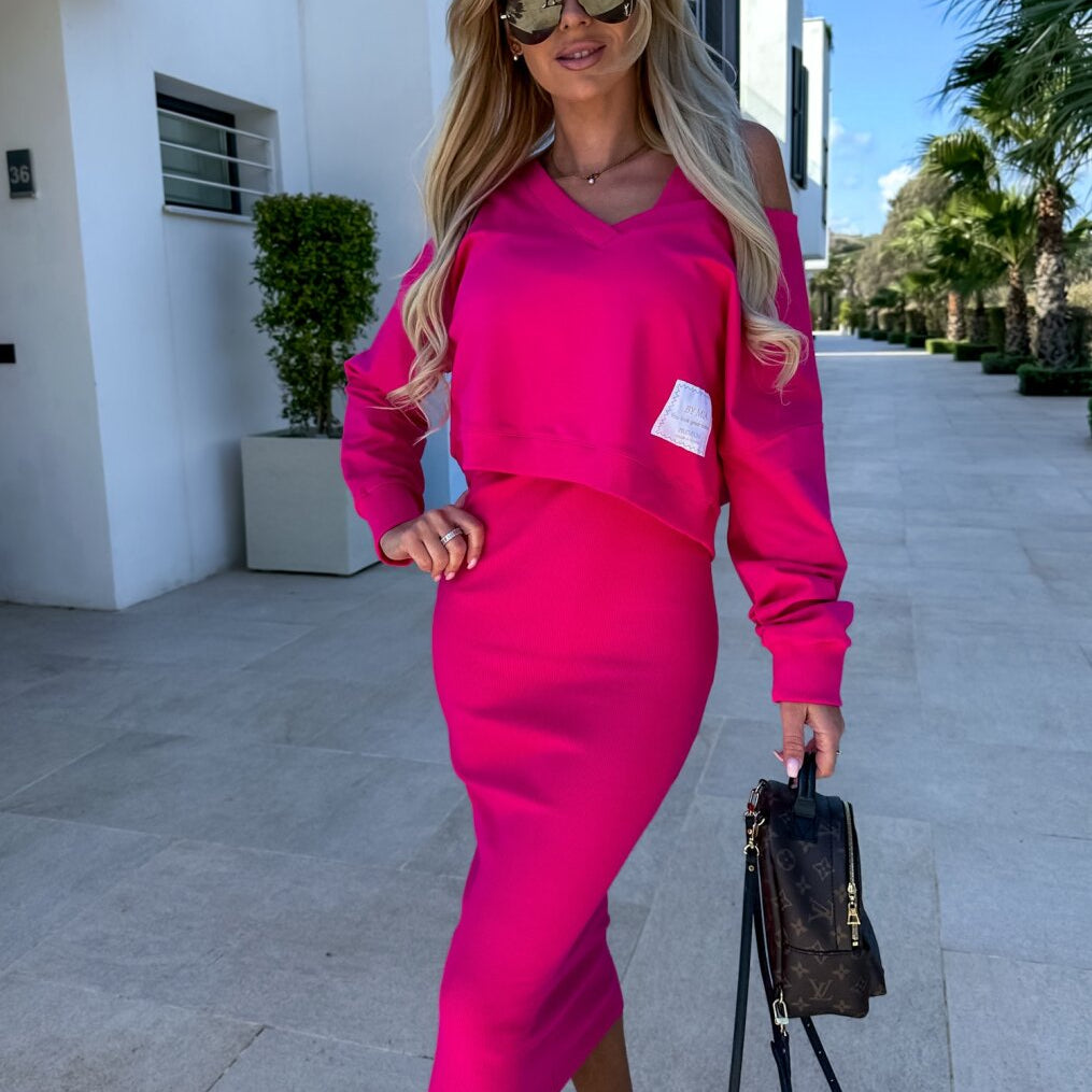 Tweedelige Set met Sweatshirt en Midi Rok