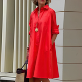 Lange Blouse Jurk met Knopen en Relaxte Pasvorm