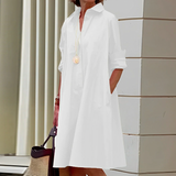 Lange Blouse Jurk met Knopen en Relaxte Pasvorm
