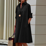 Lange Blouse Jurk met Knopen en Relaxte Pasvorm