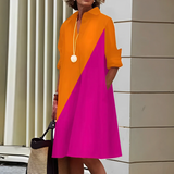Lange Blouse Jurk met Knopen en Relaxte Pasvorm