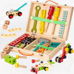 Montessori kinder gereedschapskist – duurzaam houten speelgoed, compleet met gereedschap en stimuleert creatief spel en motorische vaardigheden bij kinderen.