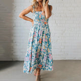Dames Maxi Jurk met Bloemenprint en Spaghettibandjes