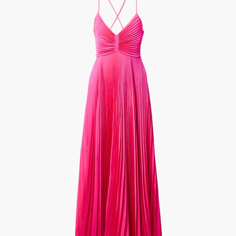 Geplooide Maxi Jurk met V-Hals
