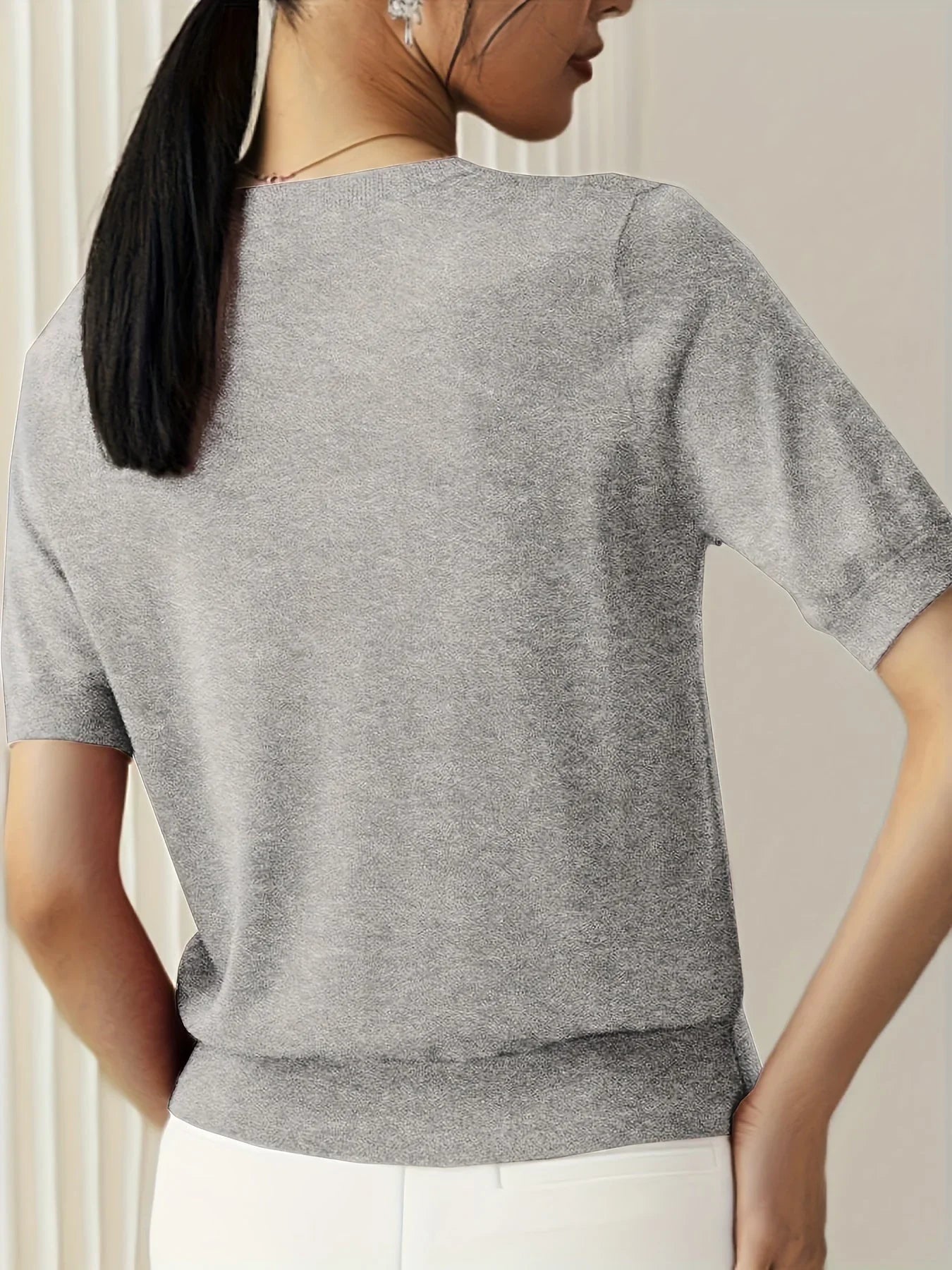 Casual dames T-shirt met korte mouwen, perfect voor de lente en dagelijkse outfits.