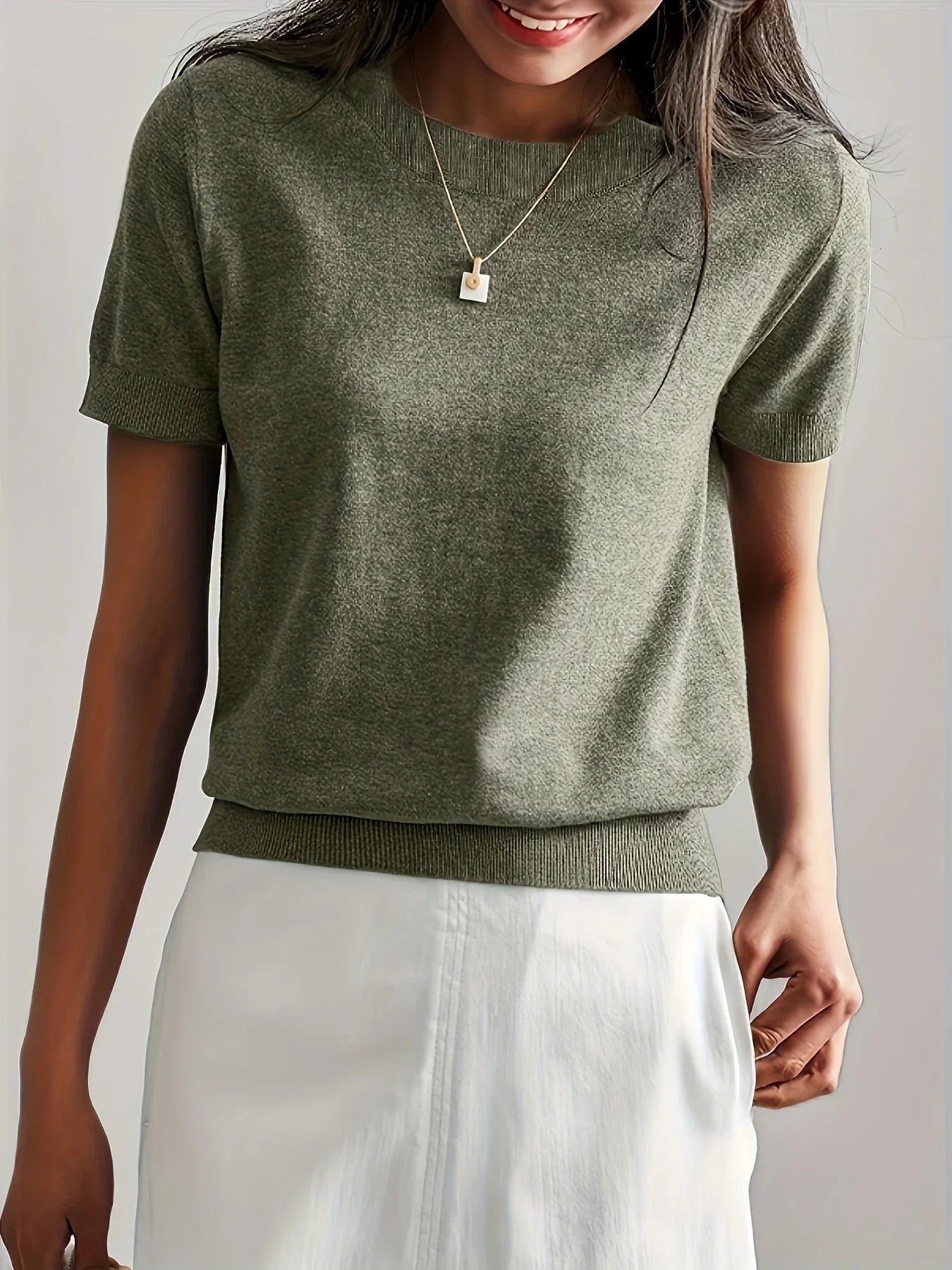 Casual dames T-shirt met korte mouwen, perfect voor de lente en dagelijkse outfits.