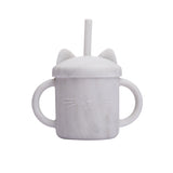 Cutie Kitty siliconen drinkbeker met rietje voor kinderen – zachte, duurzame en lekvrije beker voor gemakkelijk en veilig drinken onderweg of thuis.
