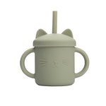 Cutie Kitty siliconen drinkbeker met rietje voor kinderen – zachte, duurzame en lekvrije beker voor gemakkelijk en veilig drinken onderweg of thuis.