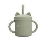 Cutie Kitty siliconen drinkbeker met rietje voor kinderen – zachte, duurzame en lekvrije beker voor gemakkelijk en veilig drinken onderweg of thuis.
