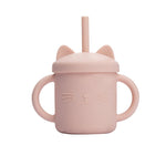 Cutie Kitty siliconen drinkbeker met rietje voor kinderen – zachte, duurzame en lekvrije beker voor gemakkelijk en veilig drinken onderweg of thuis.