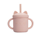 Cutie Kitty siliconen drinkbeker met rietje voor kinderen – zachte, duurzame en lekvrije beker voor gemakkelijk en veilig drinken onderweg of thuis.