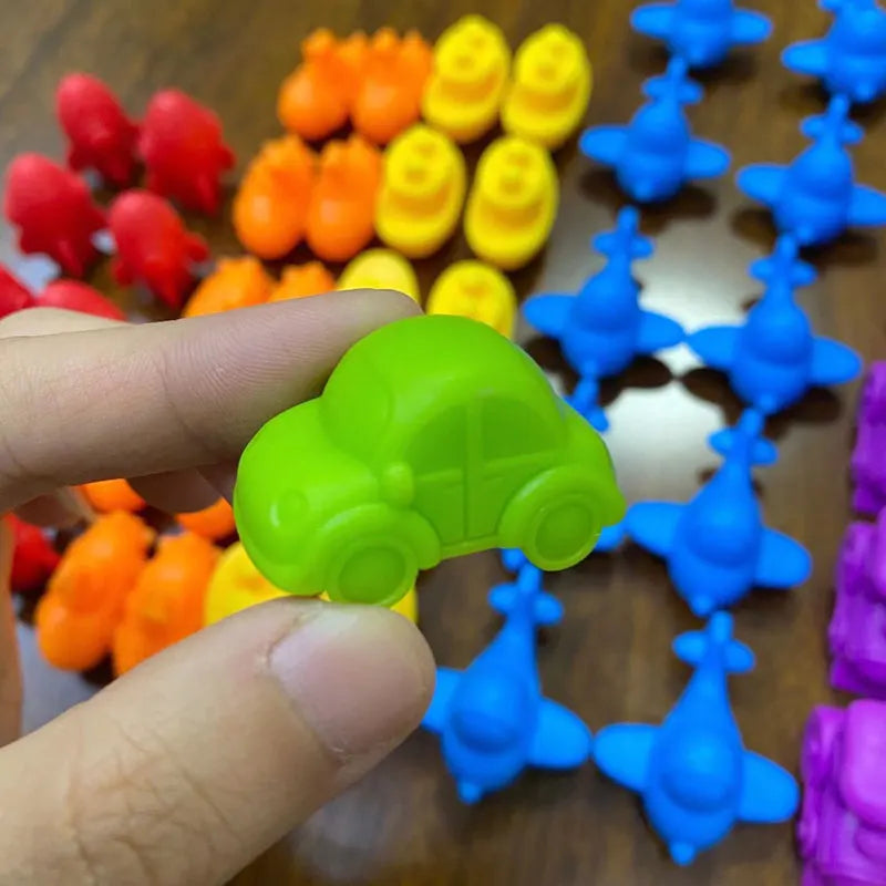 Montessori regenboog telberen – educatief sorteer- en telspel voor kinderen, kleurrijk houten materiaal en bevordert rekenen en fijne motoriek.