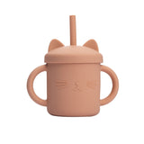 Cutie Kitty siliconen drinkbeker met rietje voor kinderen – zachte, duurzame en lekvrije beker voor gemakkelijk en veilig drinken onderweg of thuis.