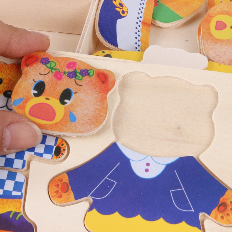 Boris de Beer houten verkleedpuzzel voor kinderen – duurzaam speelgoed, verwisselbare outfits en stimuleert creativiteit en motorische vaardigheden.