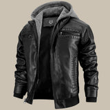 Leren look jas voor heren met afneembare capuchon