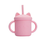 Cutie Kitty siliconen drinkbeker met rietje voor kinderen – zachte, duurzame en lekvrije beker voor gemakkelijk en veilig drinken onderweg of thuis.